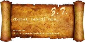Zborai Teofánia névjegykártya